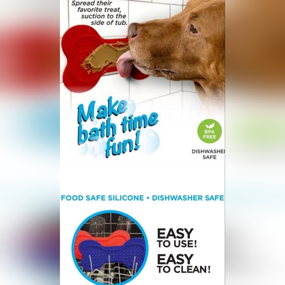 NWT K9 Bath Buddy Distracting Lick Pad 10" x 5" RED - Picture 3 of 3